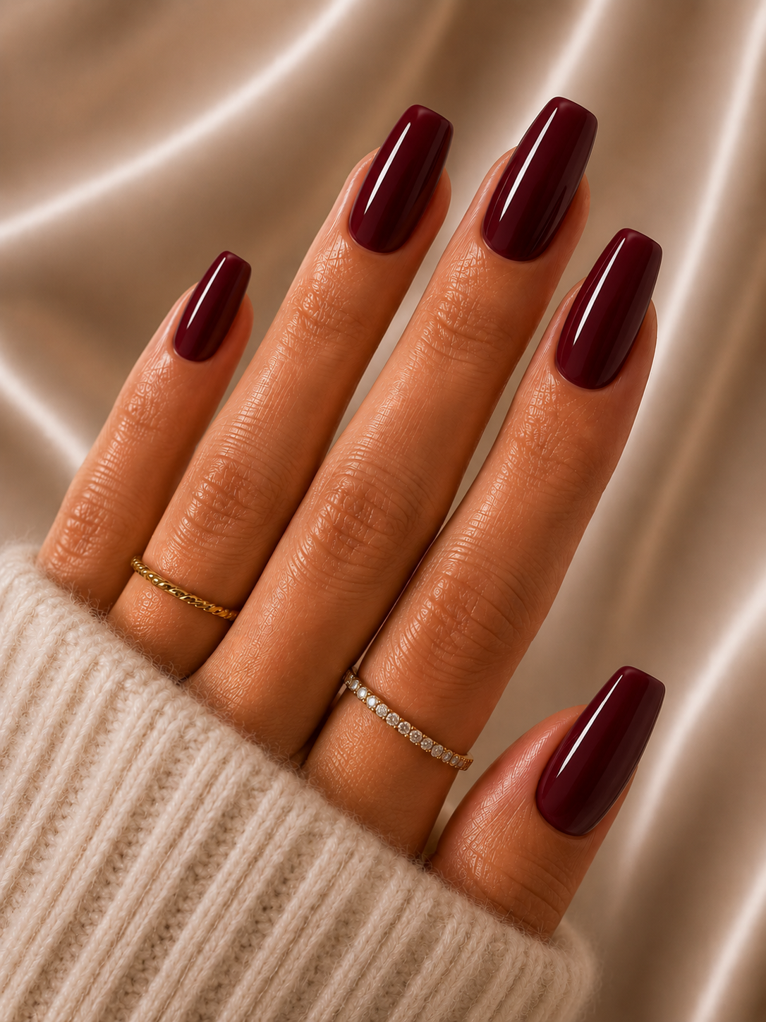 Press-on nails Epsylaya teinte bordeaux