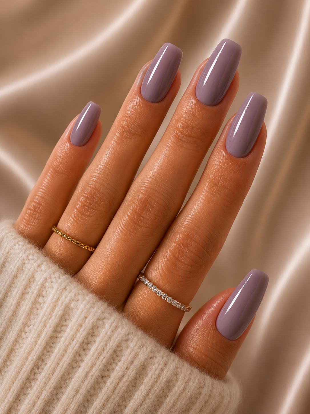 Press-on nails Epsylaya taupe lilas