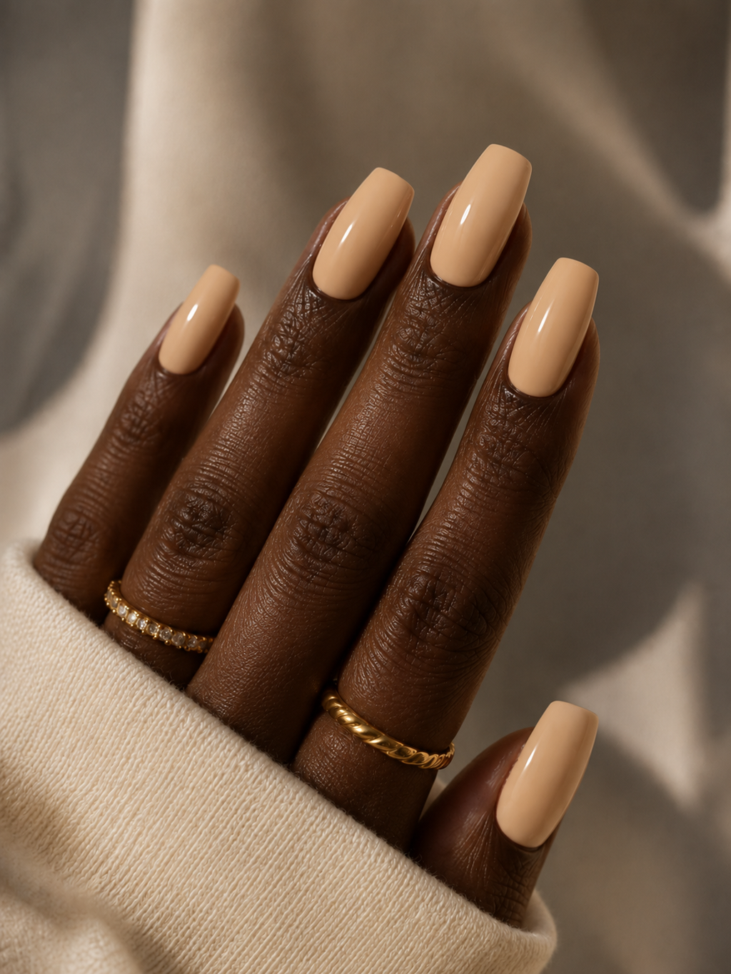 Press-on nails Beige Moka chaleureux, Epsylaya Suisse – vue 2