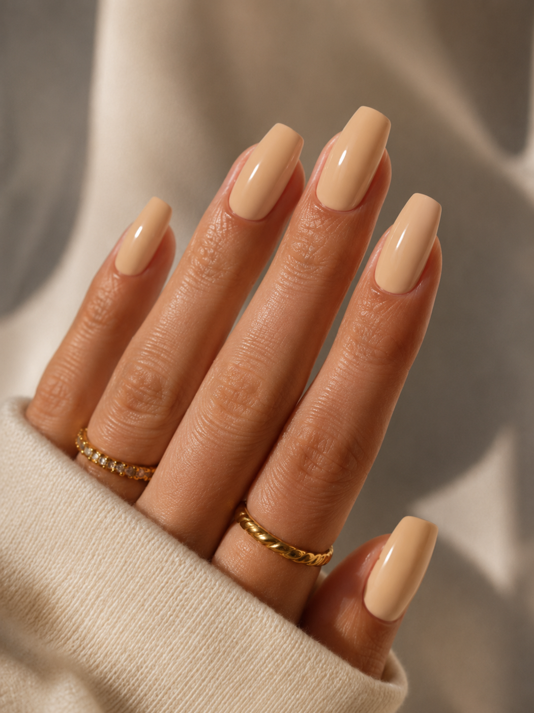 Press-on nails Beige Moka chaleureux, Epsylaya Suisse – vue 1