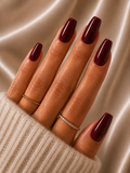 Press-on nails Bordeaux brillant, forme carrée, Epsylaya Suisse – vue 1