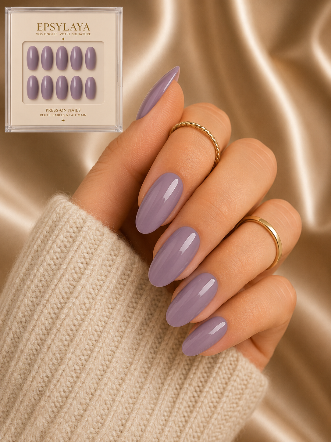 Press-on nails Taupe Lila, Epsylaya Suisse – vue 3