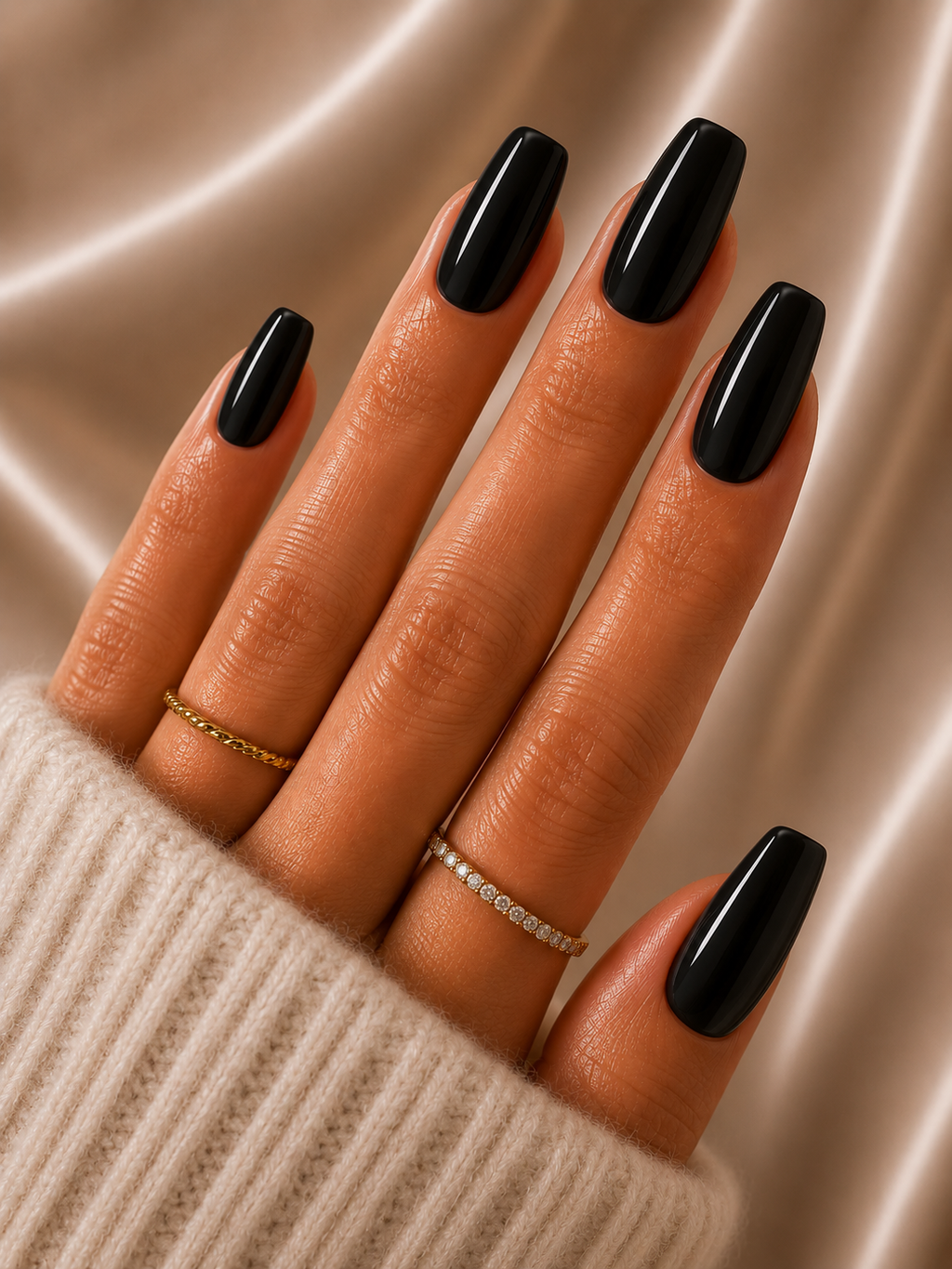 Press-on nails Noir brillant, Epsylaya Suisse – vue 1