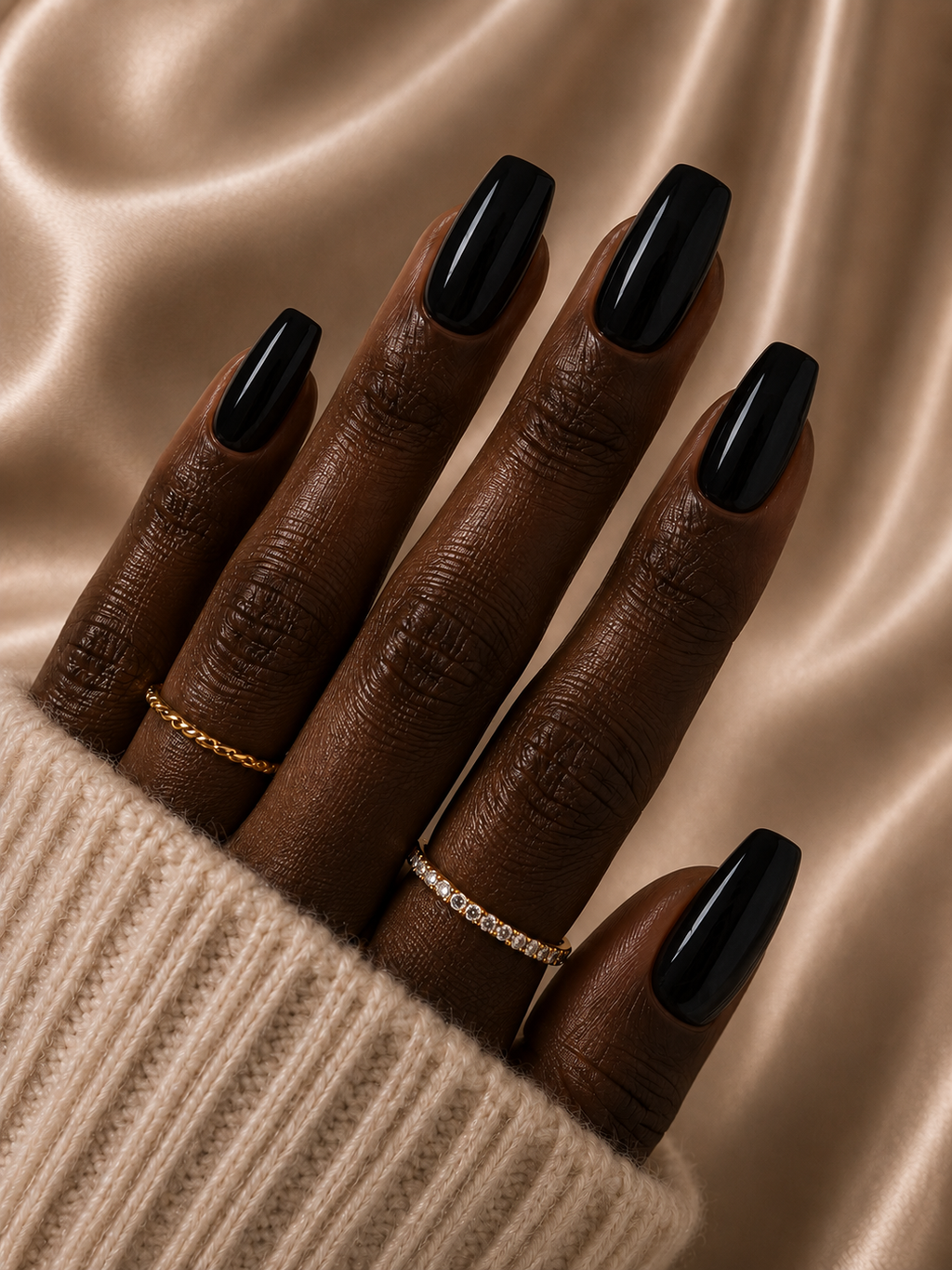 Press-on nails Noir brillant, Epsylaya Suisse – vue 2