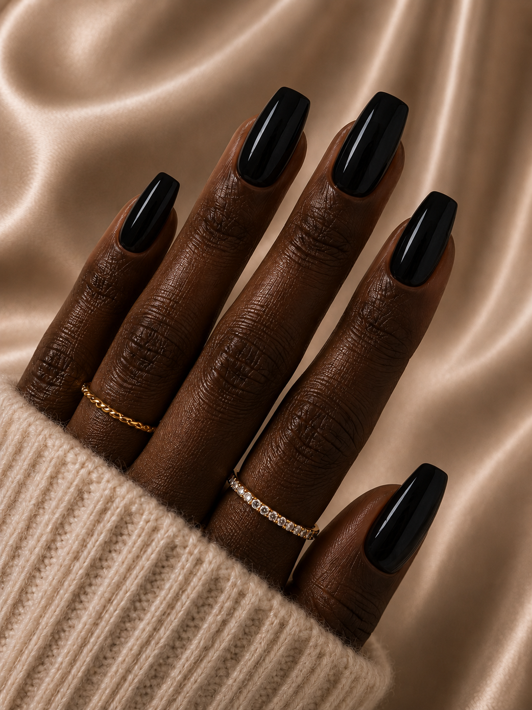 Press-on nails Noir brillant, Epsylaya Suisse – vue 2
