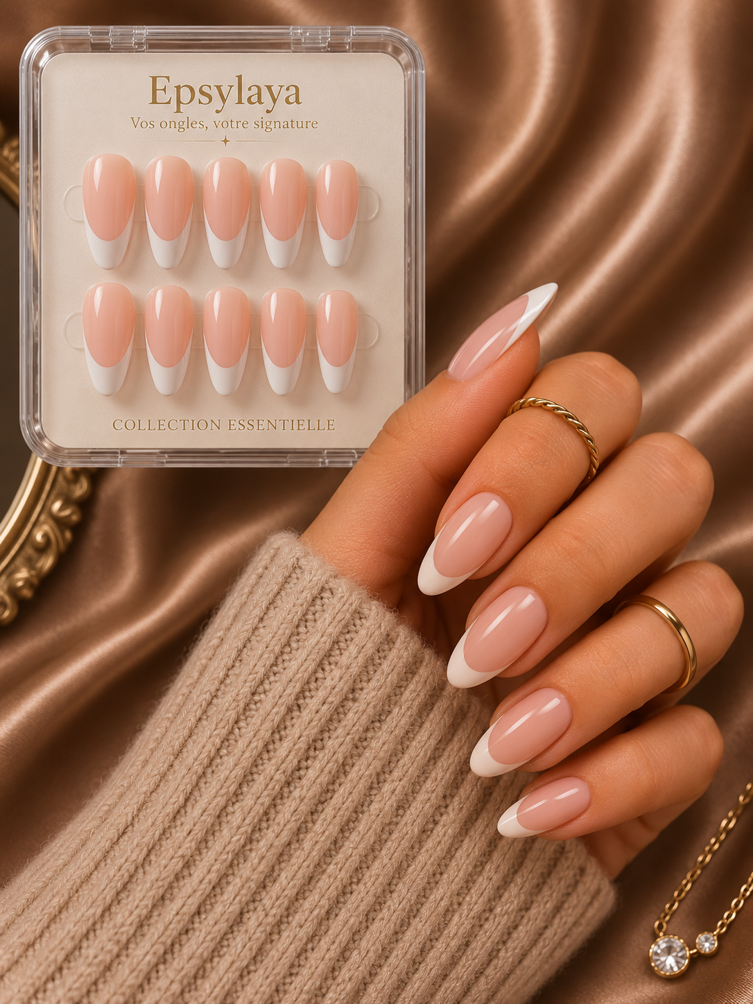 Press-on nails French manucure Rosé, Epsylaya Suisse – vue 3