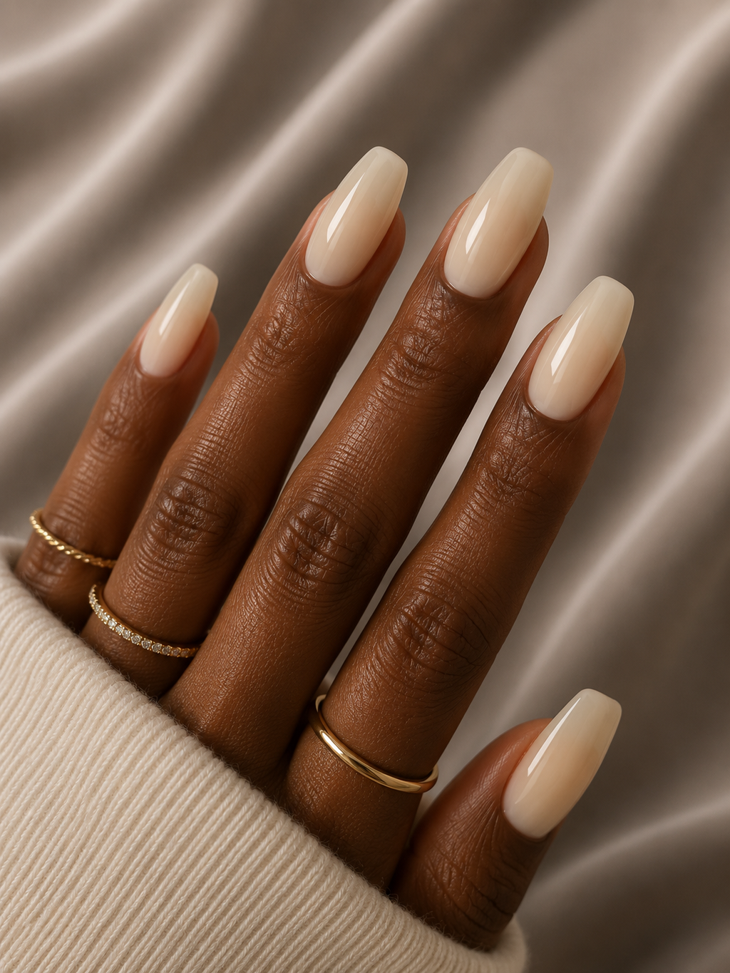 Press-on nails Ivoire lumineux, forme carrée, Epsylaya Suisse – vue 2