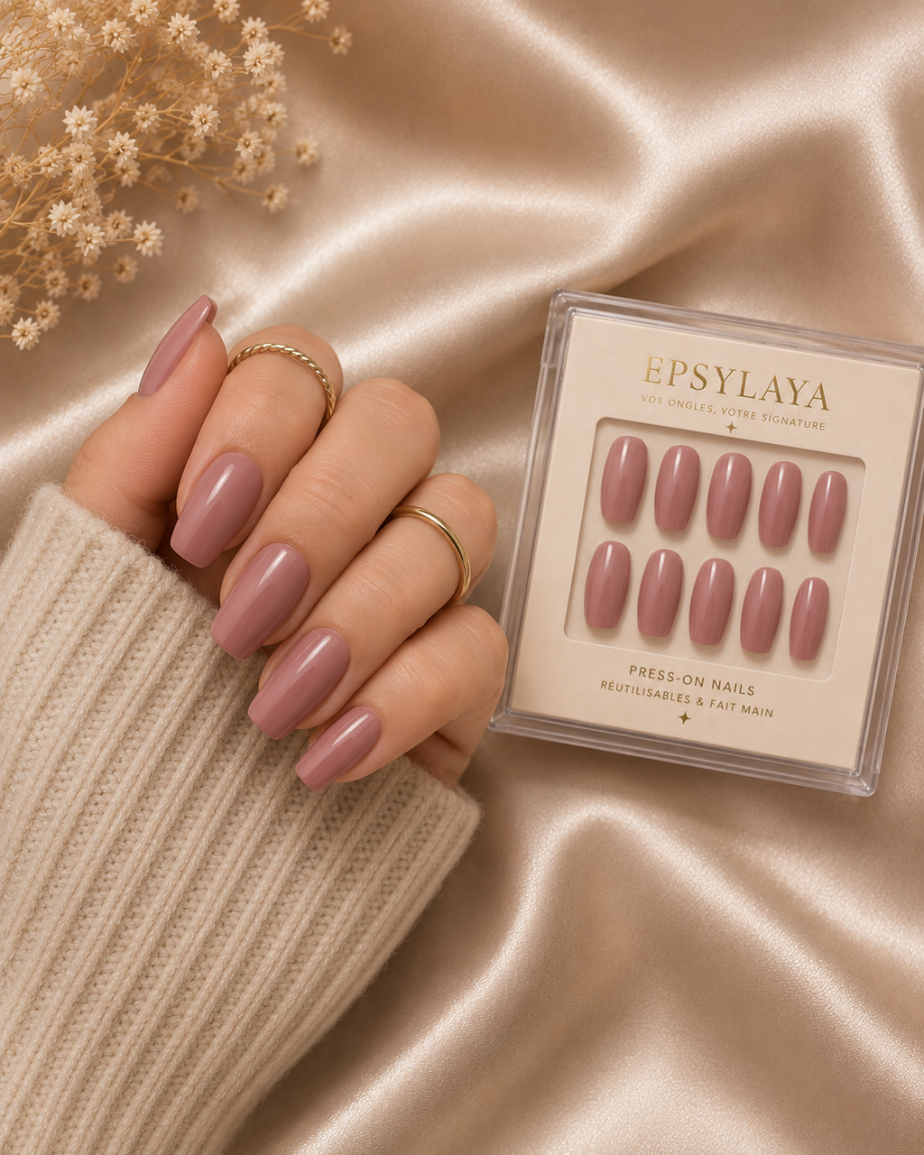 Press-on nails Vieux Rose poudré, Epsylaya Suisse – vue 3